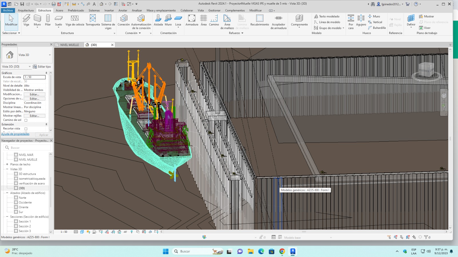 Implementación de tecnología BIM para diseños de estructuras portuarias y de servicios